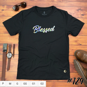 Camiseta Masculina Preta Blessed Holográfico